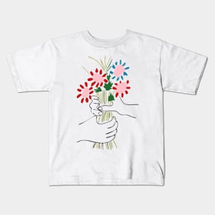 Flowers Picasso Pink Kids T-Shirt